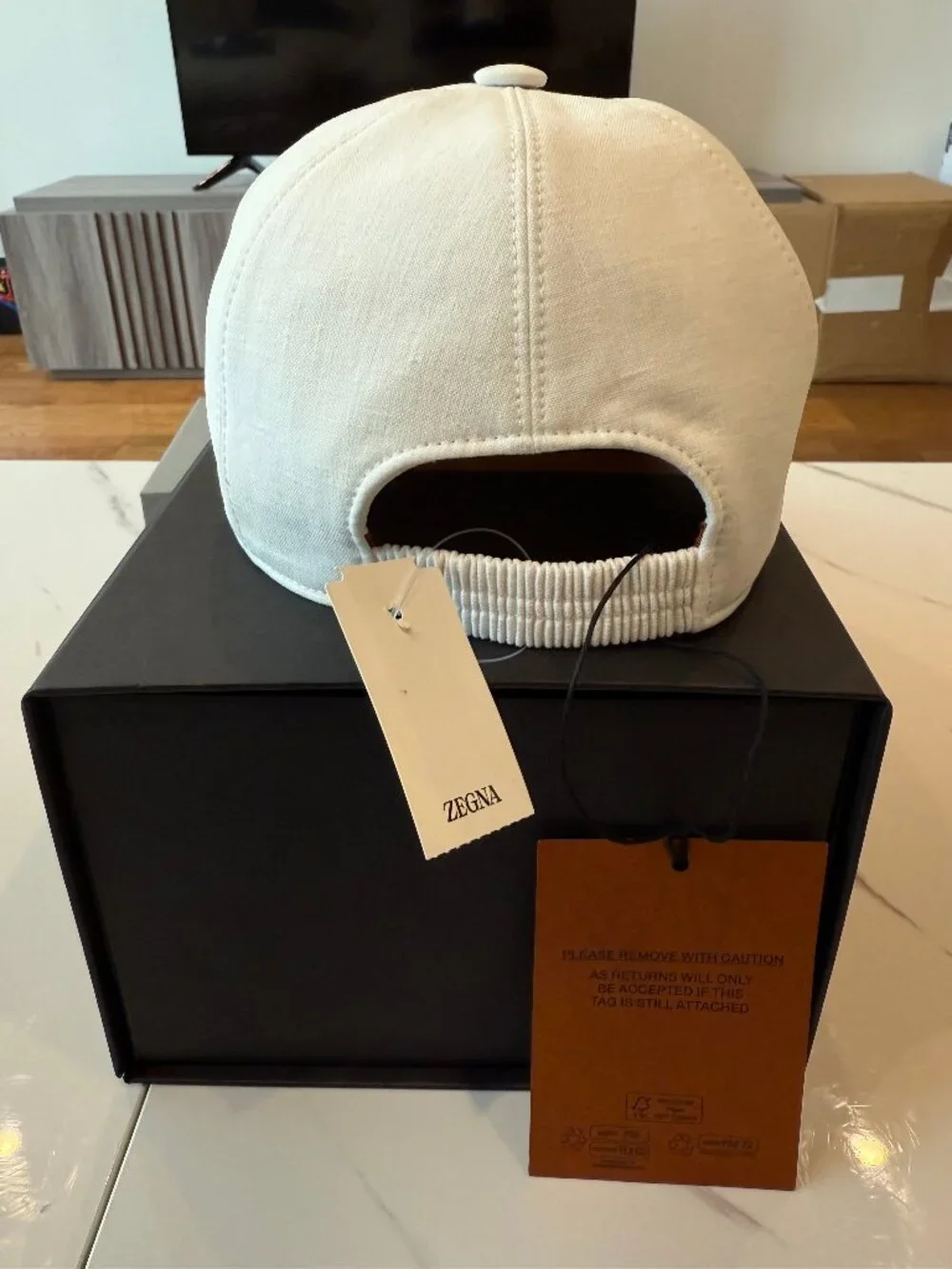 Zegna White Baseball Cap (SS26) Oasi Lino Large Limited Edition